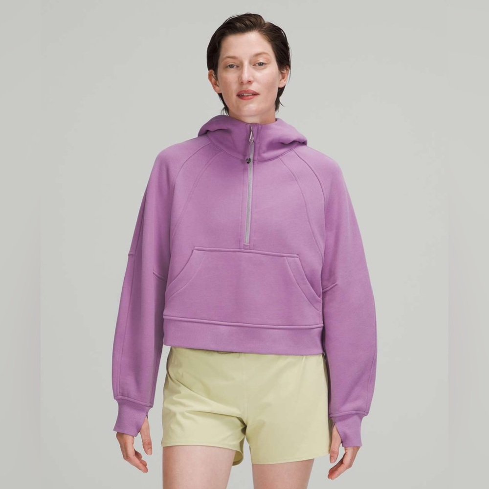 Wisteria Purple Scuba Oversized Half Zip Hoodie M/L